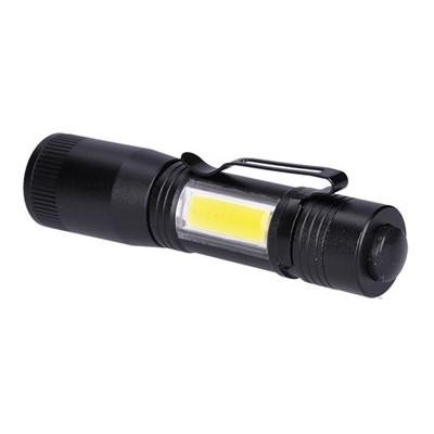 SOLIGHT - LED kovová svítlna 3W + COB, 150 + 60lm, AA, černá