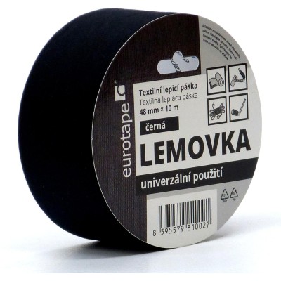 Eurotape - Lemovka textilní lepicí páska 48mm x 10m - černá