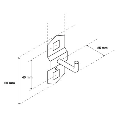 Kovový háčik, 25 mm