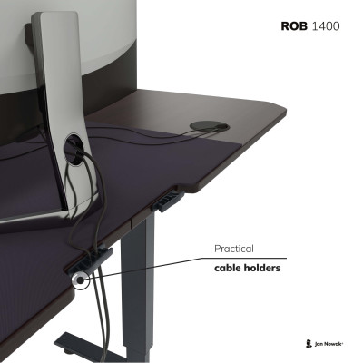 Výškovo nastaviteľný elektrický stôl ROB, 1400 x 720 x 600 mm, čierna/ orech