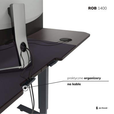 Výškově nastavitelný elektrický stůl ROB, 1400 x 720 x 600 mm, černá/ ořech