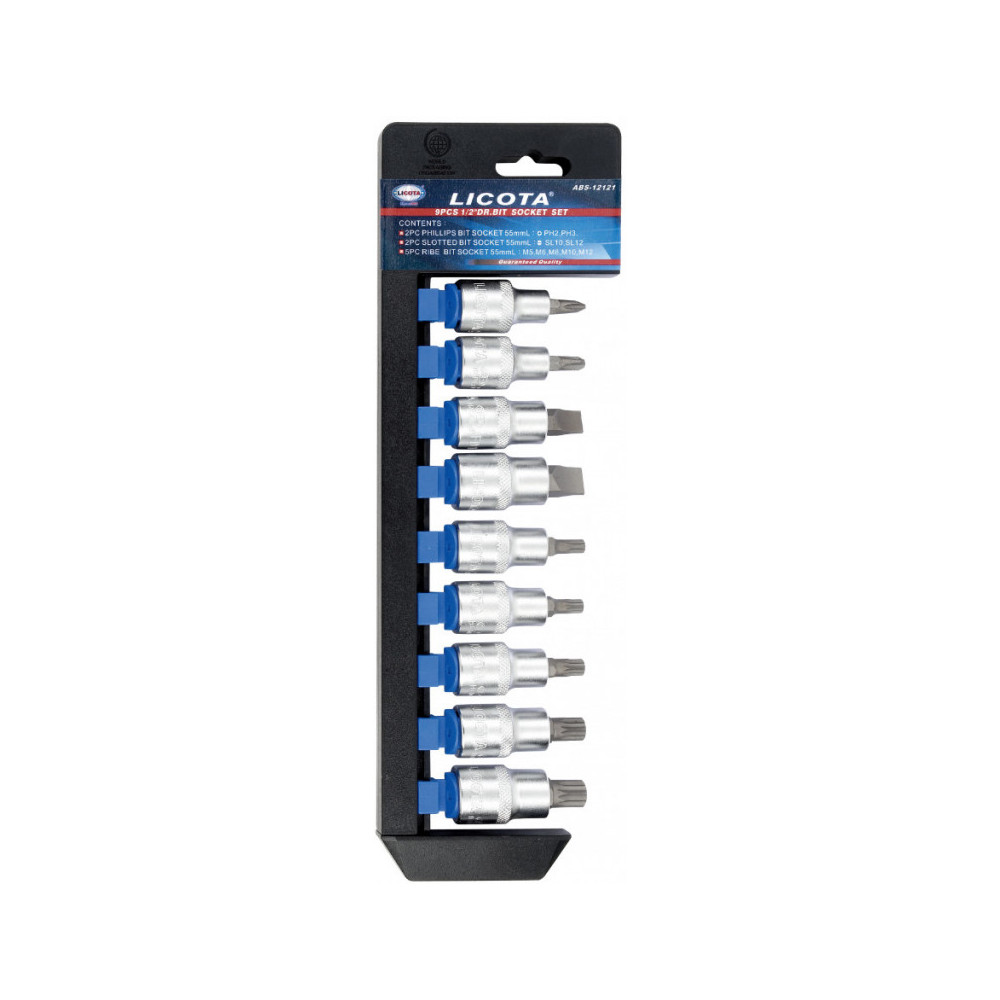 Nástrčné hlavice s bitmi 1/2", 9 ks - Liabs12121