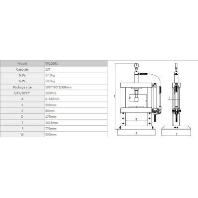 Hydraulický lis 12t - TY12001