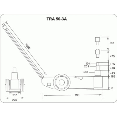 Pneumatický pojazdný zdvihák 50t/25t/10t BR50-3A - TRA50-3A