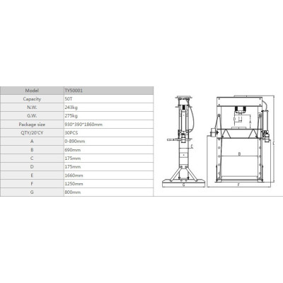 Hydraulický lis 50t - TY50001