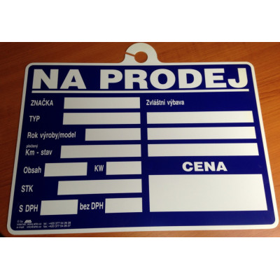Plastová etiketa \"NA PREDAJ\" - modrá/biela - 724250300"