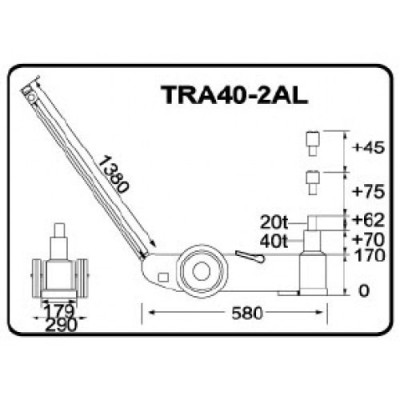 Pneumatický pojazdný zdvihák 40t / 20t - TRA40-2AL