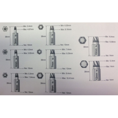 Speciální TORX TWIST bity na vytahování poškozených šroubů, 8 ks - TJ1305