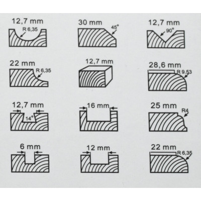 Sada tvarových fréz do dřeva, 12 ks - HT610101