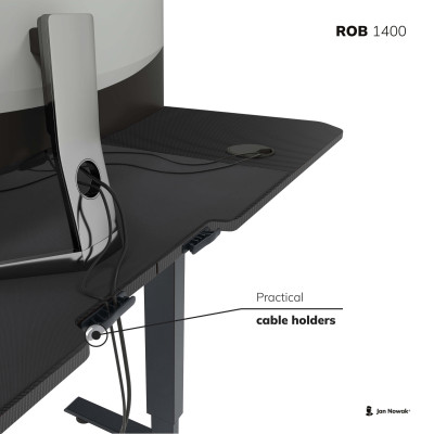 Výškovo nastaviteľný elektrický stôl ROB, 1400 x 720 x 600 mm, čierny