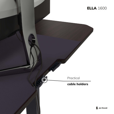 Výškově nastavitelný elektrický stůl ELLA, 1600 x 720 x 750 mm, černá/ ořech