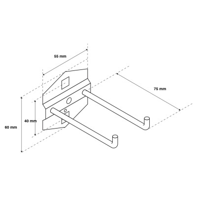 Kovový dvojitý háčik, 75 mm