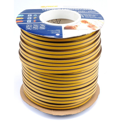 Těsnění do oken a dveří samolepící 9x7,5mm TYP D hnědé 100M
