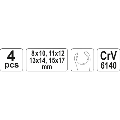 Sada klíčů prstencových 4ks 8-17 mm polootevřené