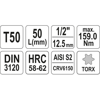 Nástavec 1/2" bit Torx T50