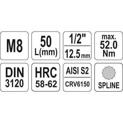 Nástavec 1/2" bit vícezubý M8 55 mm