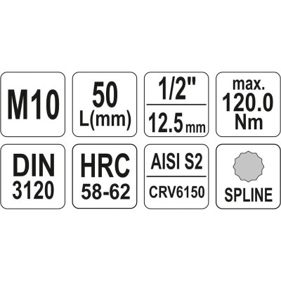 Nástavec 1/2" bit vícezubý M10 55 mm