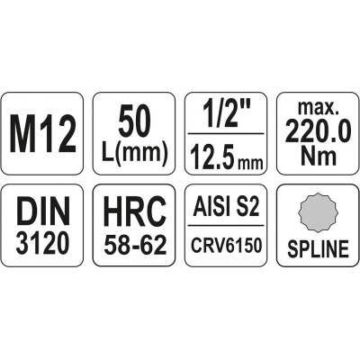 Nástavec 1/2" bit vícezubý M12 55 mm