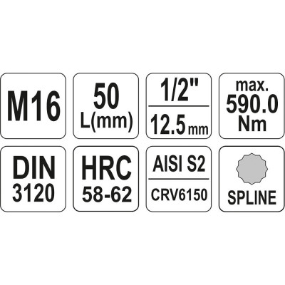 Nástavec 1/2" bit vícezubý M16 55 mm