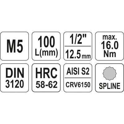 Nástavec prodloužený 1/2" bit vícezubý M5