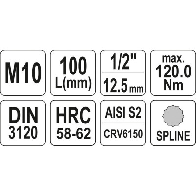 Nástavec prodloužený 1/2" bit vícezubý M10