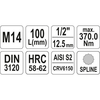 Nástavec prodloužený 1/2" bit vícezubý M14