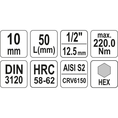 Nástavec  1/2" bit Imbus H10