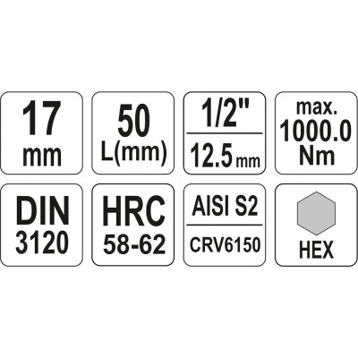 Nástavec  1/2" bit Imbus H17