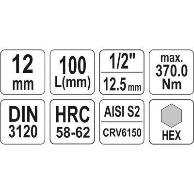 Nástavec prodloužený 1/2" bit Imbus H12