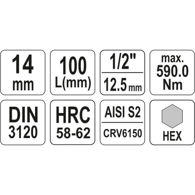 Nástavec prodloužený 1/2" bit Imbus H14