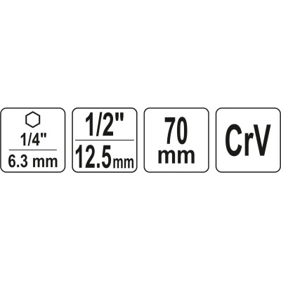 Nástavec 1/4" - 1/2" 70mm