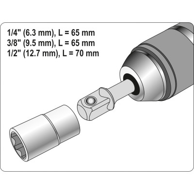 Sada adaptérů 3ks HEX 1/4, 3/8, 1/2