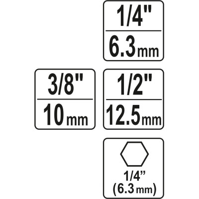 Sada adaptérů 3ks HEX 1/4, 3/8, 1/2