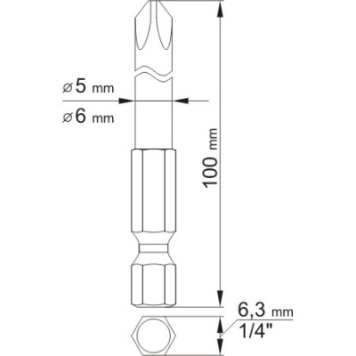 Sada bitů 1/4" 2 ks křížové L100 mm PH1, PH2