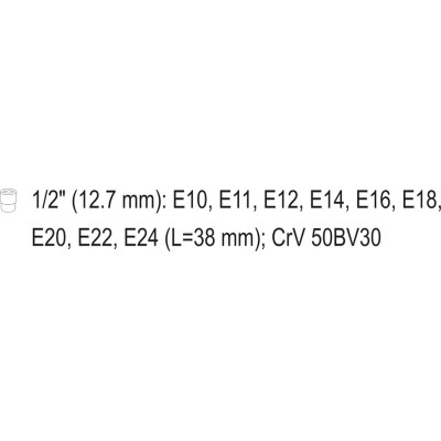 Sada nástavců 1/2" TORX 9 ks E10-E24