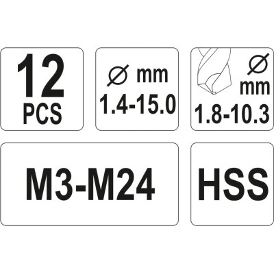 Vrtáky do přetržených šroubů SADA 12 ks