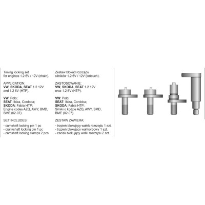 Sada na blokování rozvodových kol VW, Seat, Skoda