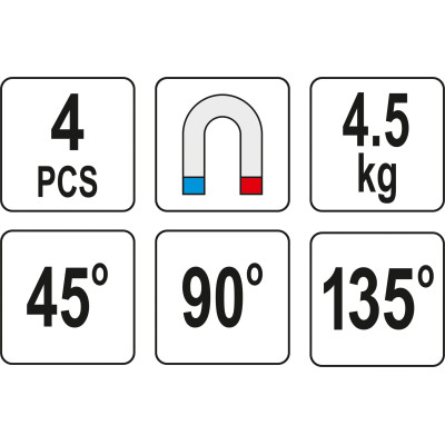 Sada svařovacích magnetických úhelníků mini 4ks