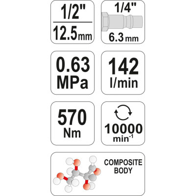 Utahovák pneumatický 1/2" 570Nm