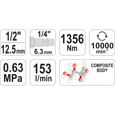 Utahovák pneumatický 1/2" 1356 Nm