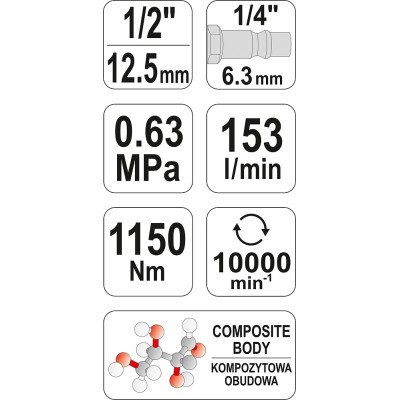 Utahovák pneumatický 1/2" 1150Nm