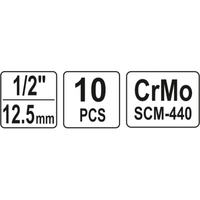 Sada nástavců 1/2" rázové šestihranné 10 ks 10-22 mm CrMo