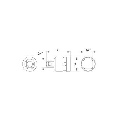 Nástavec adaptér 1/2" - 3/4" rázový CrMo SCM-440