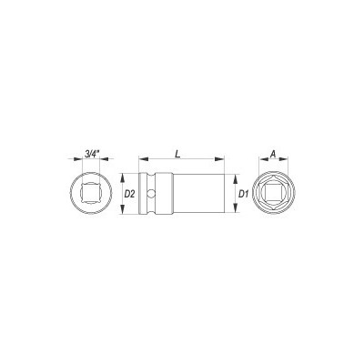 Nástavec 3/4" rázový šestihranný hluboký 19 mm CrMo