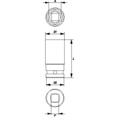 Nástavec 1" rázový šestihranný hluboký 32 mm CrMo