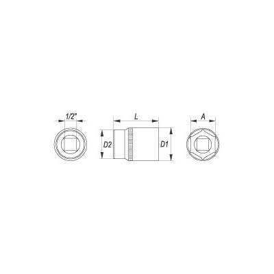 Nástavec 1/2" 14 mm šetihranný