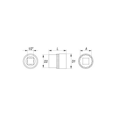 Nástavec 1/2" 32 mm dvanáctihranný