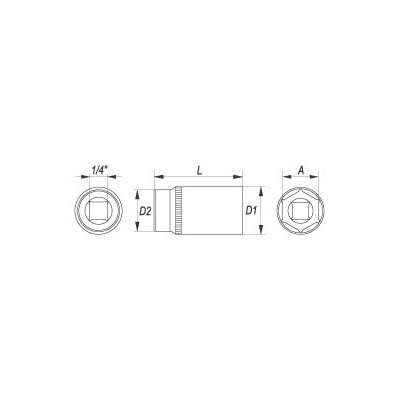 Nástavec 1/4" 4,5 mm šestihranný hluboký