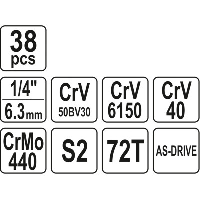 Gola sada 1/4" 38 ks XS