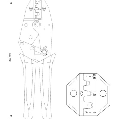 Kleště konektorové 230mm, 20-18(AWG), 0,5-6,00mm2